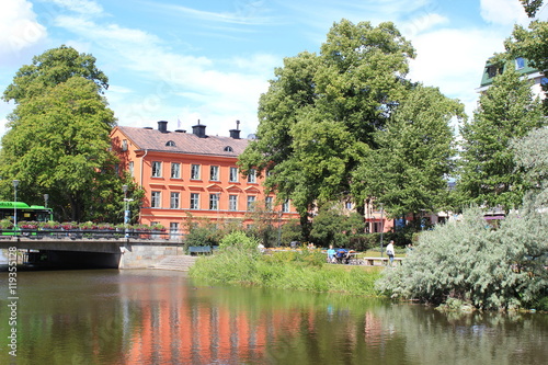 Photography Panorama von Uppsala (Schweden) mit dem Fluss Fyrisan