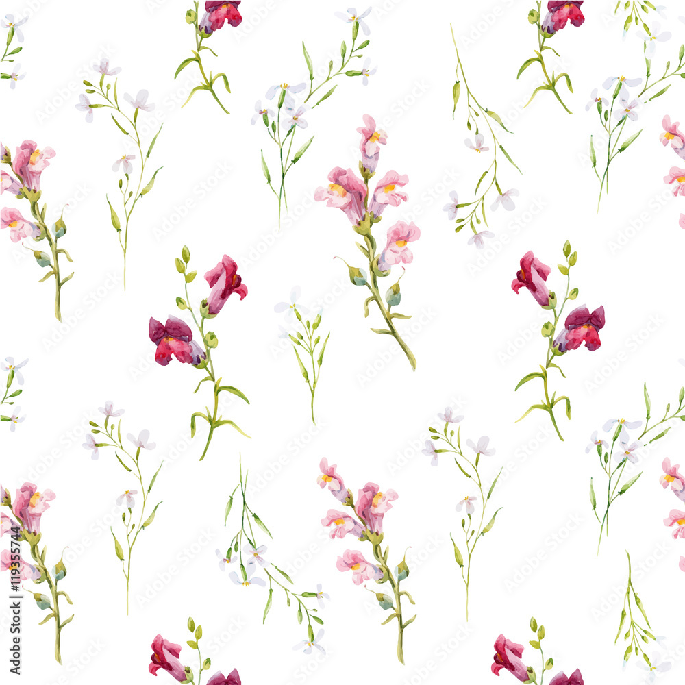 Watercolor snapdragons pattern