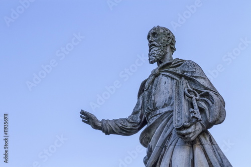 St. Peter statue in front of the Basilica in Eger, Hungary
