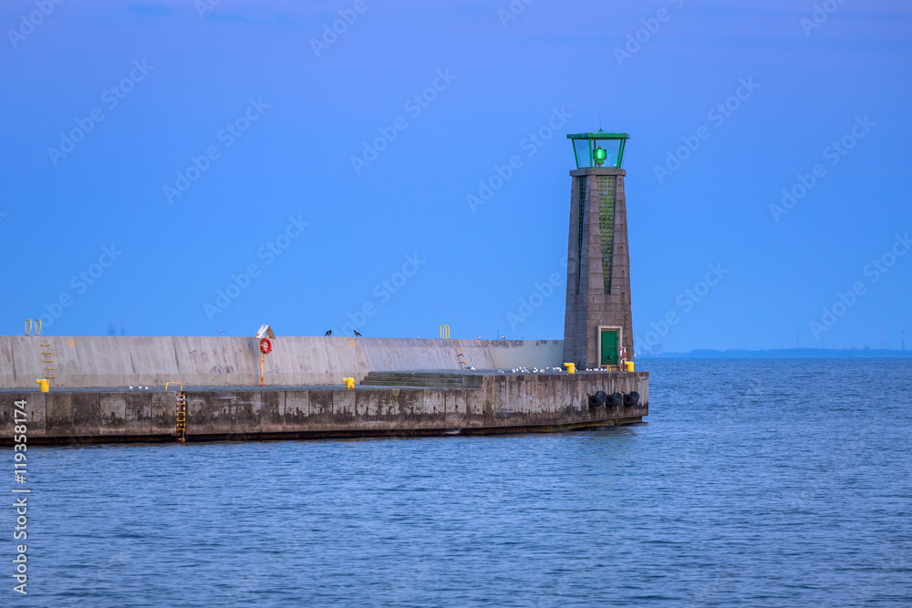 Fototapeta premium Lighthouse in Gdynia at Baltic sea, Poland