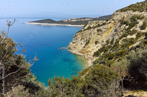 Amazing small beach with blue waters in Thassos island, East Macedonia and Thrace, Greece 