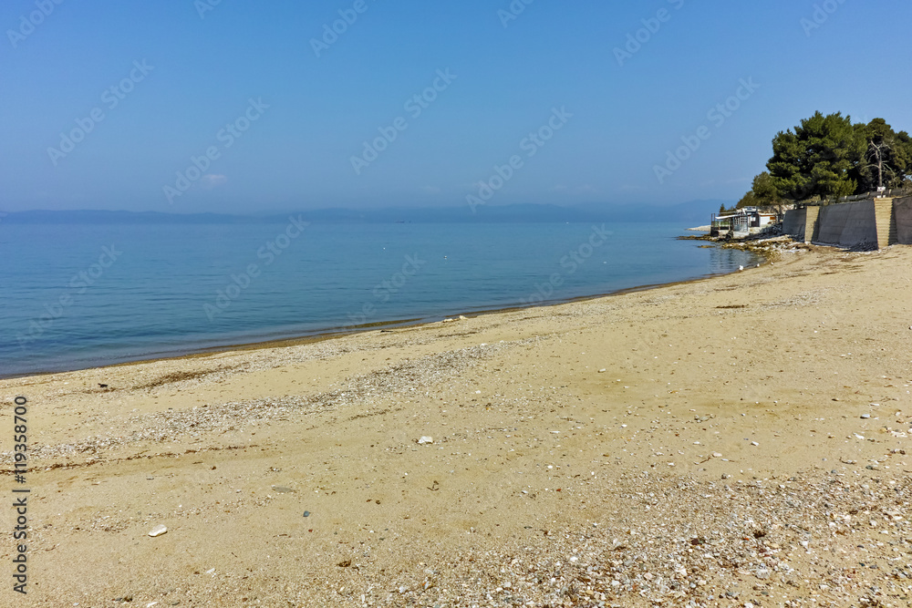 Panorama of Beach of Skala Kallirachis, Thassos island, East Macedonia and Thrace, Greece  
