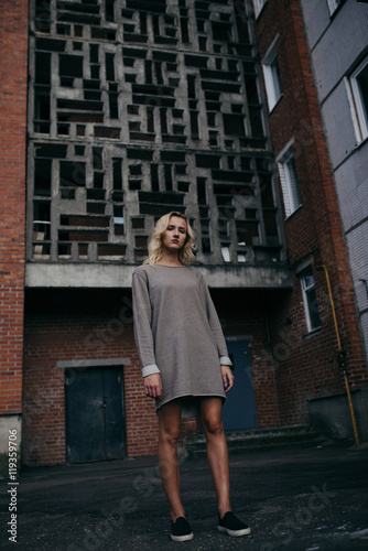 beautiful girl with urban background