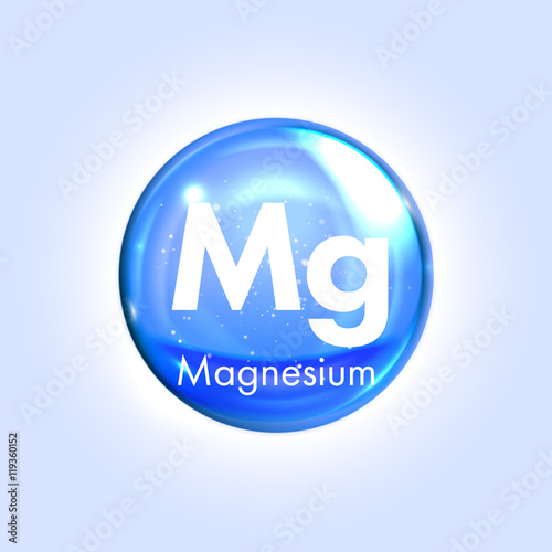 Magnesium mineral blue icon. Vector 3D drop pill capsule photo