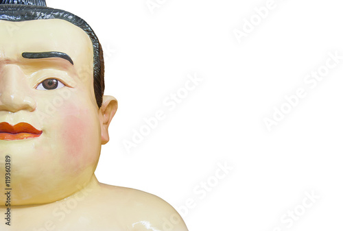 Fat Face Sumo Doll Isolated On White Background