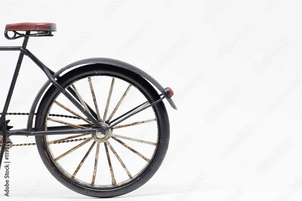Fototapeta premium Hand made black bicycle model isolated on white backgroundg