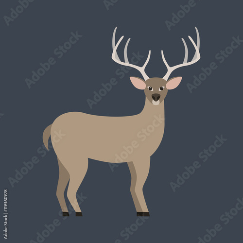 Deer with big antlers flat illustration. © juhrozian