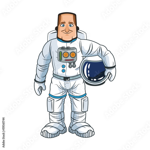 Astronaut man spaceman cosmonaut space cartoon icon. Colorful design. Vector illustration