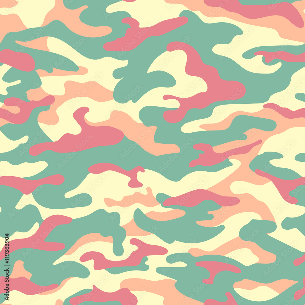 Camouflage seamless pattern, pastel colors. Vector illustration