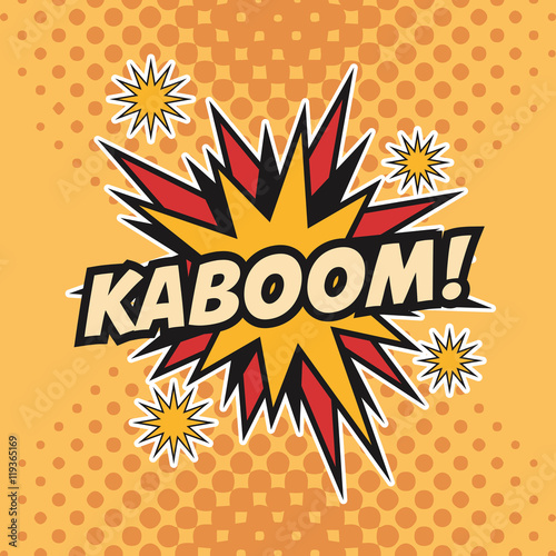 kaboom boom explosion cartoon pop art comic retro communication icon. Colorful pointed design. Vector illustration