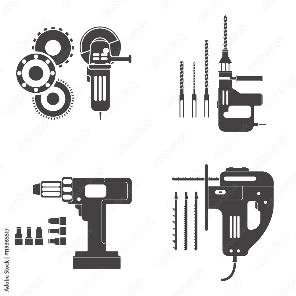 Electrical tools black-and-white Electrical tools black-and-white