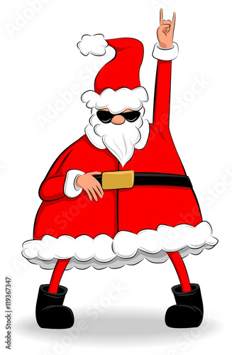 Funny fat Santa Claus dancing and partying