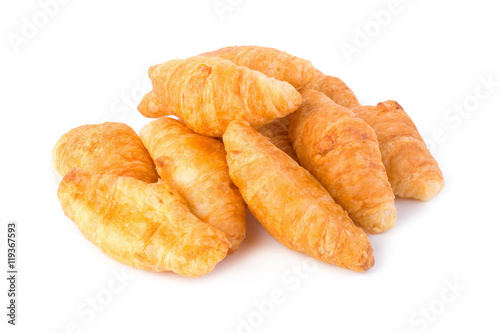 Fresh croissants on white background