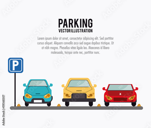car vehicle auto parking zone park space road sign street icon. Colorful and flat design. Vector illustration
