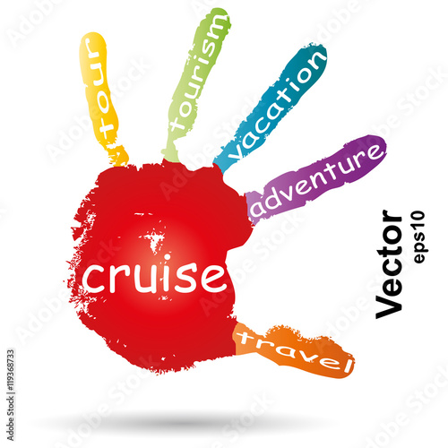 Vector conceptual children painted hand print word cloud