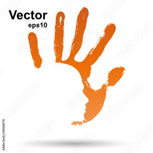 Vector conceptual abstract human child hand paint man face