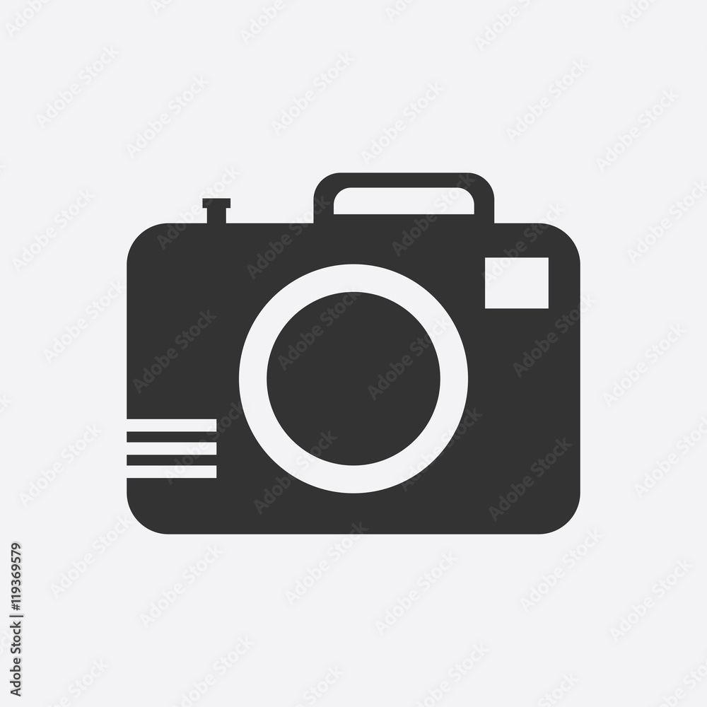 Camera icon on white background. Flat vector illustration. Camera icon on white background. Flat vector illustration.