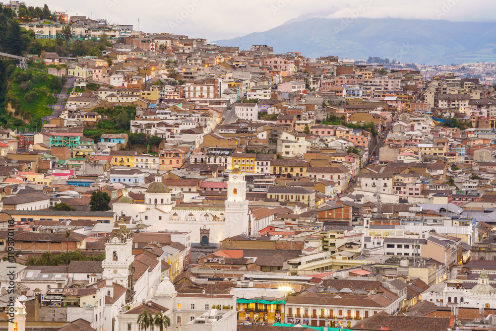 View of the historic center of Quito