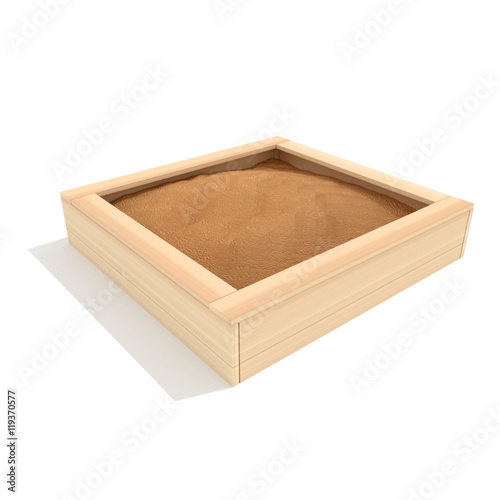 Baby wooden sandbox 3d render illustration