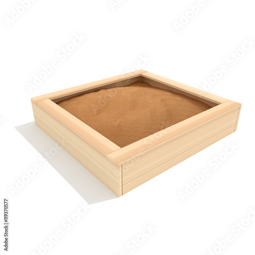 Canvas Print Baby wooden sandbox 3d render illustration