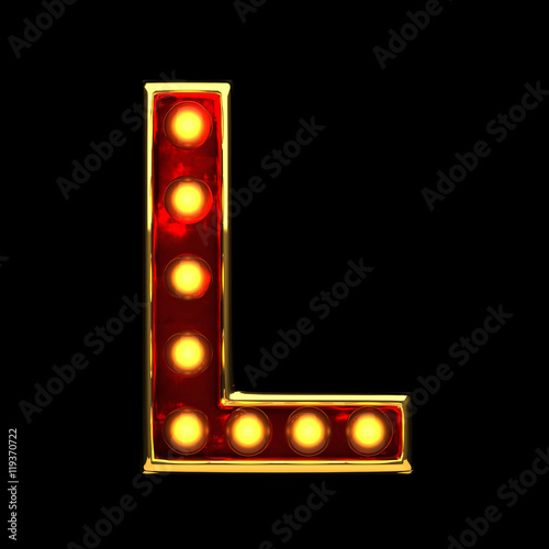 l isolated golden letter with lights on black. 3d illustration © videodoctor