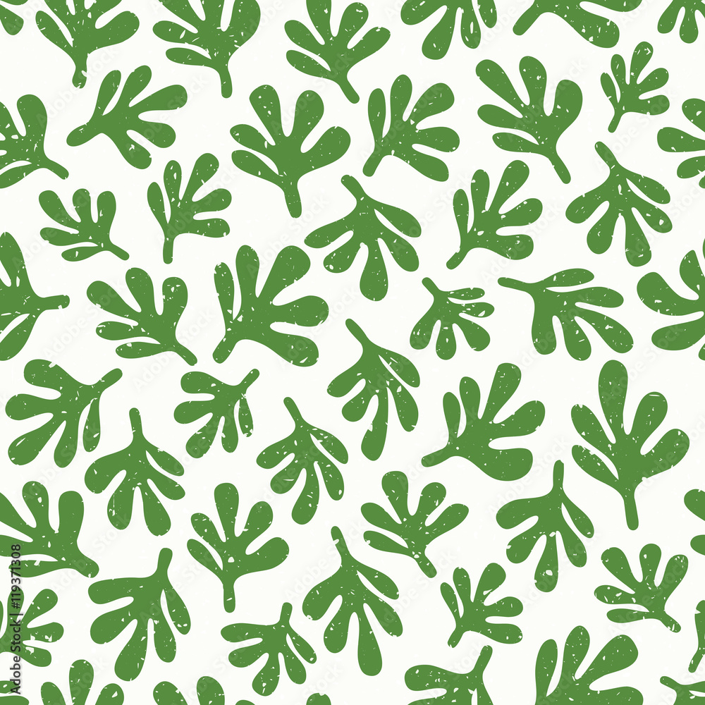Abstract leaf textured background. Seamless pattern with green leaves
