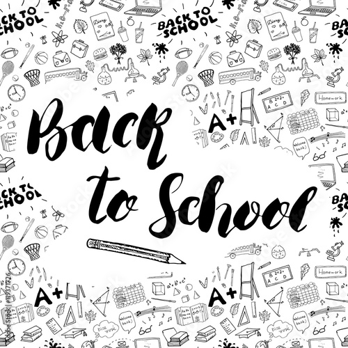 Back to School lettering quote, vector illustration.
