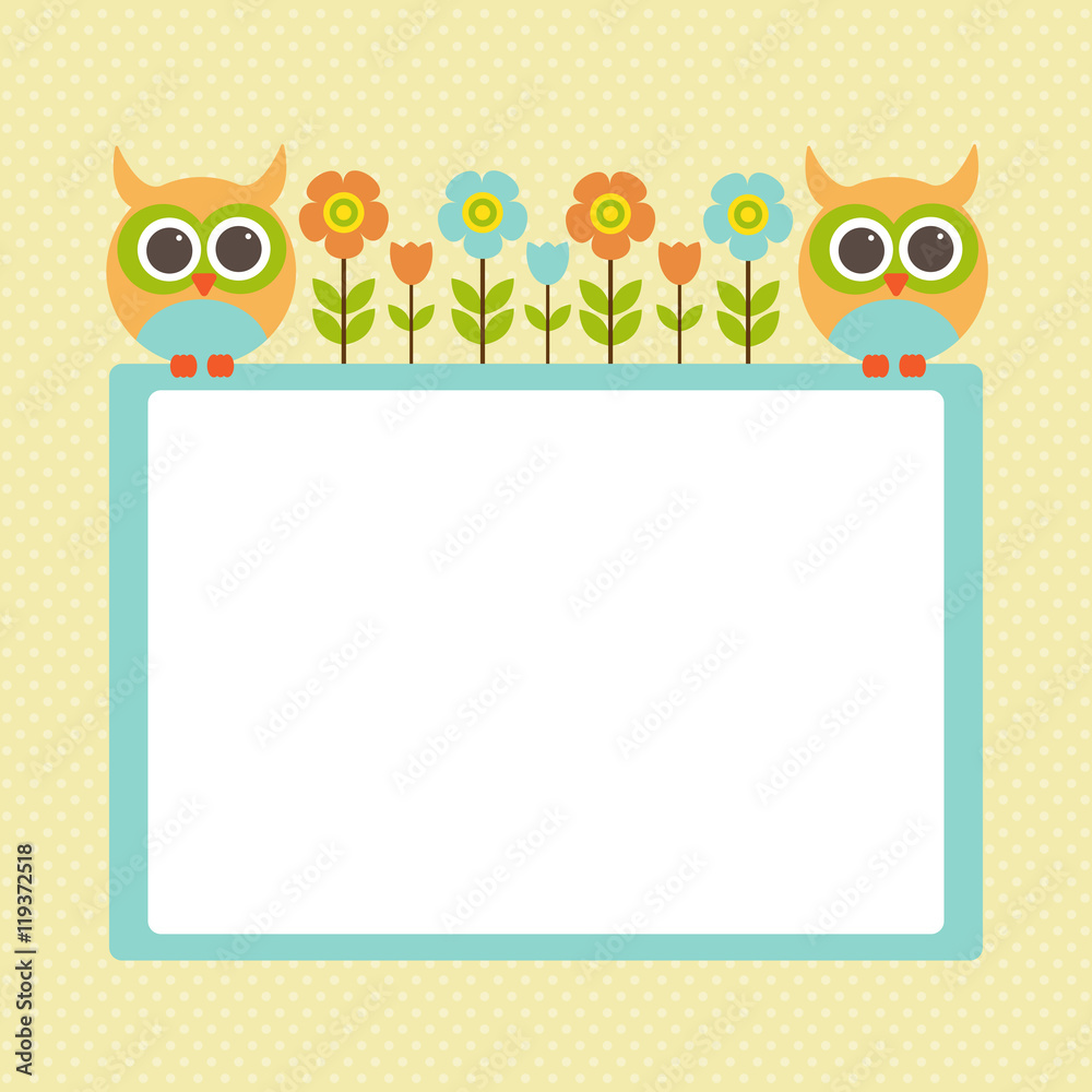 Vector spring greeting card, frame on the topic of children.