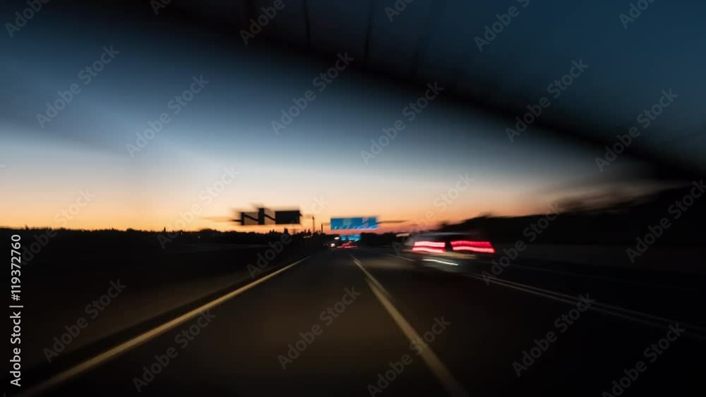 Time lapse of a ride on German highway at dawn Time lapse of a ride on German highway at dawn