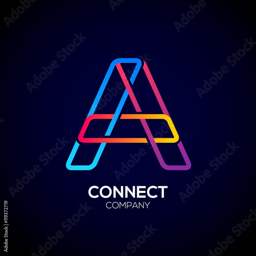 Letter A Logo Design.Linked shape square symbol,Digital