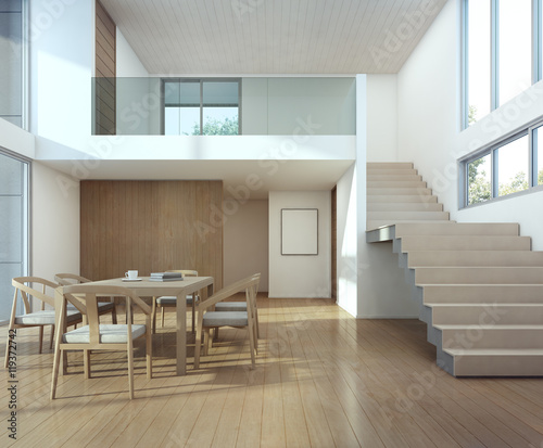 Fotografija Meeting and dining room in modern house - 3d rendering
