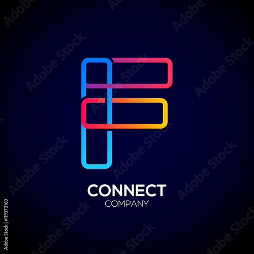 Letter F Logo Design.Linked shape square symbol,Digital