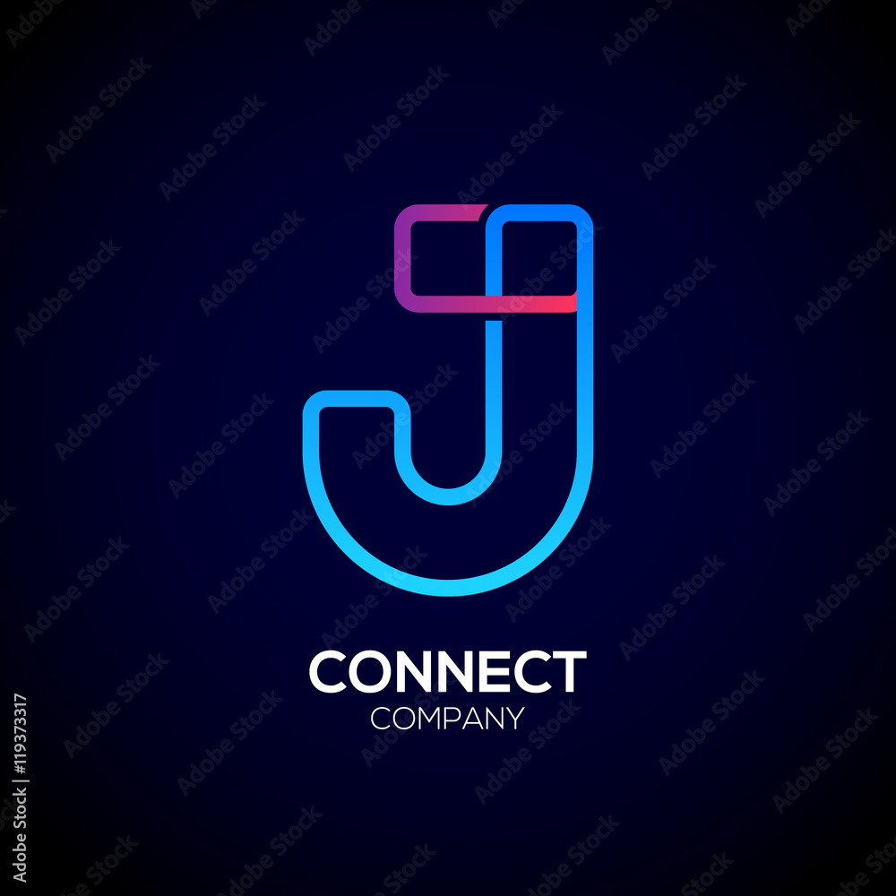 Letter J Logo Design.Linked shape square symbol,Digital Letter J Logo Design.Linked shape square symbol,Digital