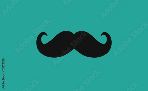 Vector black mustache on flat background