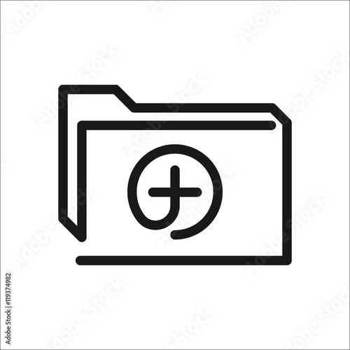 Add folder sign one line icon on background