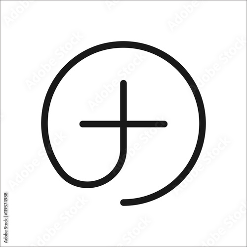 Add plus sign one line icon on background
