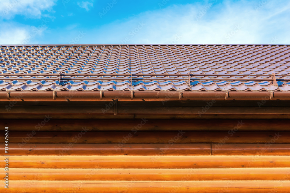 Fototapeta premium Roof of wooden house. Selective focus