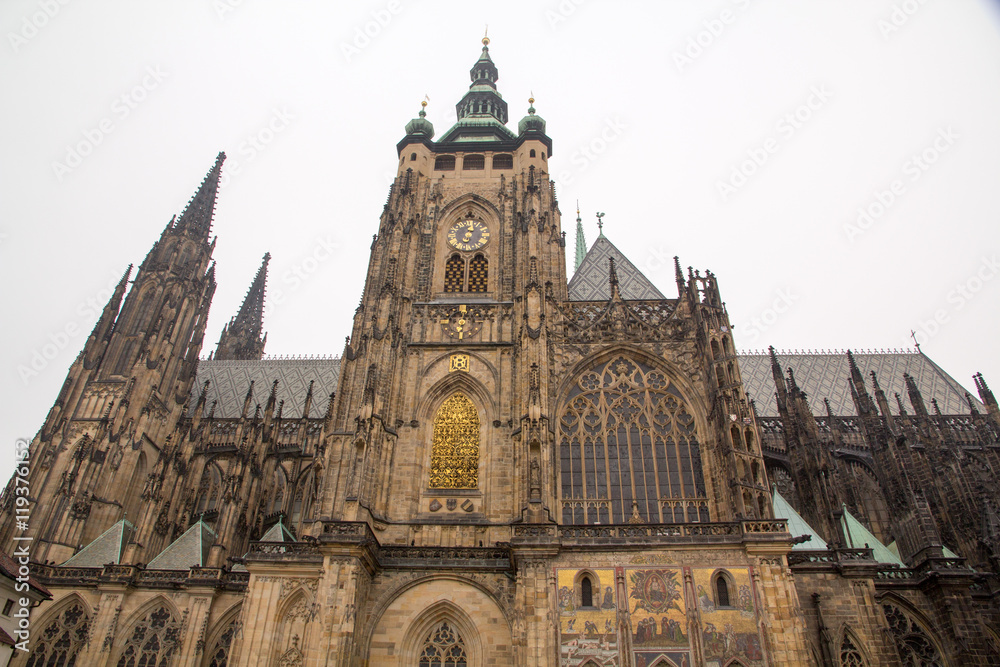 Czech Republic, Bohemia, Prague. Cathedral of Saints Vitus, Wenceslaus and Adalbert. Located within Prague Castle and containing the tombs of many Bohemian kings and Holy Roman Emperors.