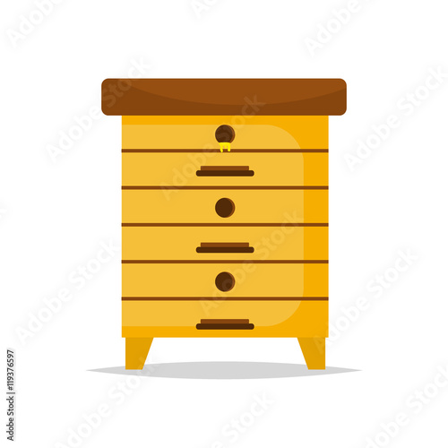 Wooden Beehive on white background.