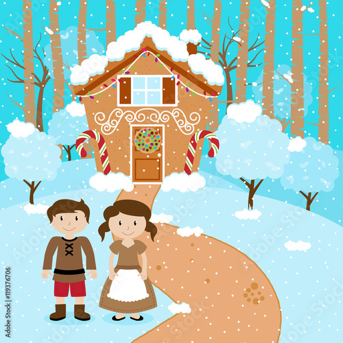 Photography Vector Set of Hansel and Gretel, Children or Husband and Wife in front of Fairyt