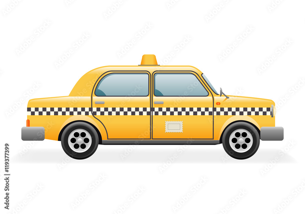 Retro Taxi Car Icon Isolated Realistic 3d Design Vector Illustration