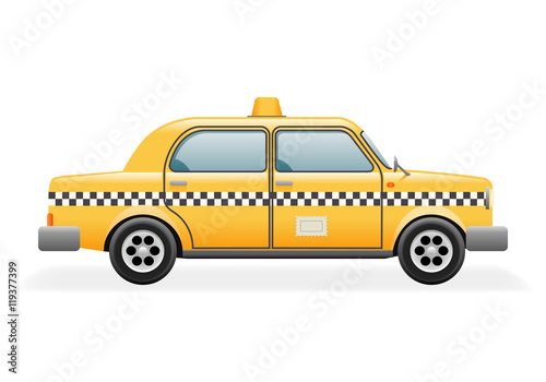Retro Taxi Car Icon Isolated Realistic 3d Design Vector Illustration