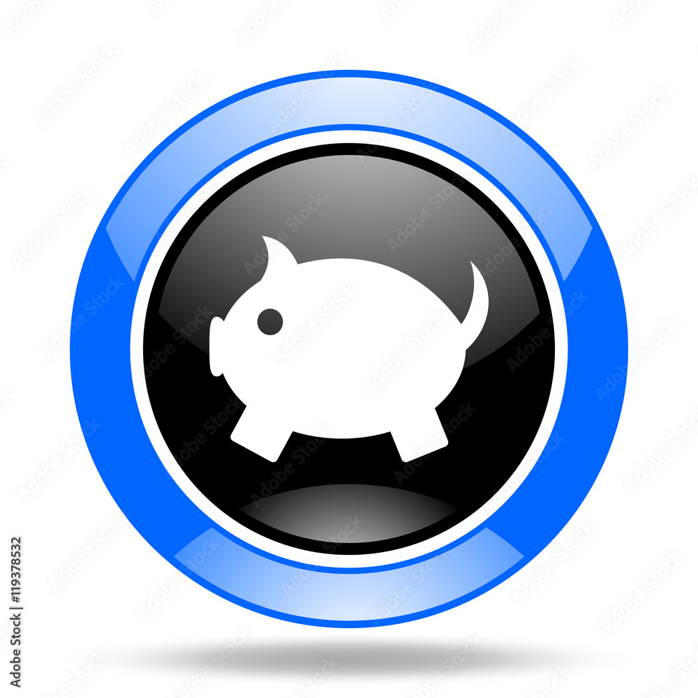piggy bank blue and black web glossy round icon piggy bank blue and black web glossy round icon