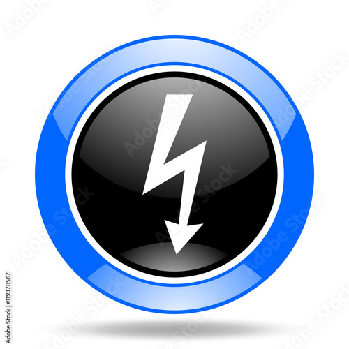 Free Download bolt blue and black web glossy round icon - GFXLoad