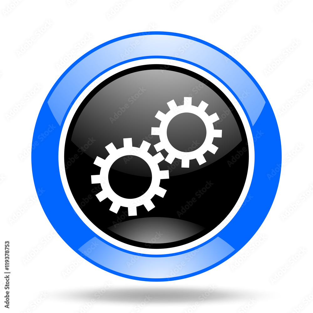 gear blue and black web glossy round icon gear blue and black web glossy round icon