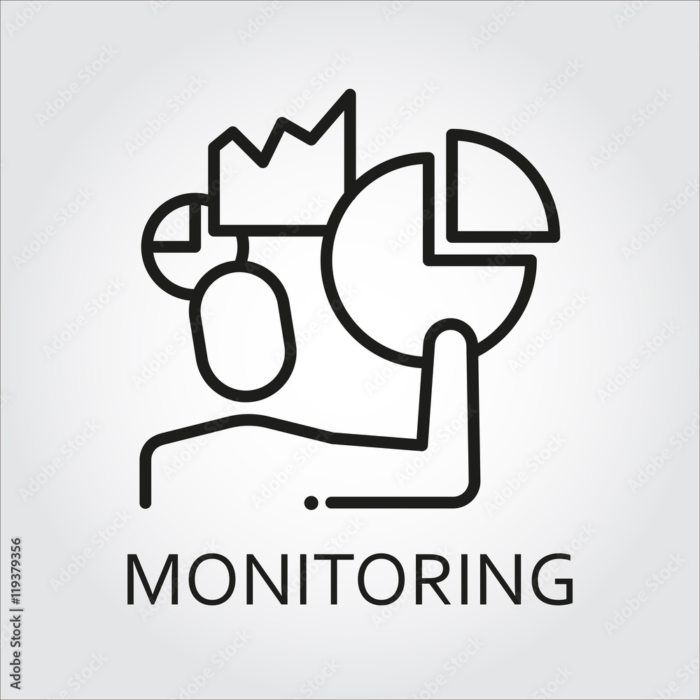 line icon monitoring men and chart line icon monitoring men and chart