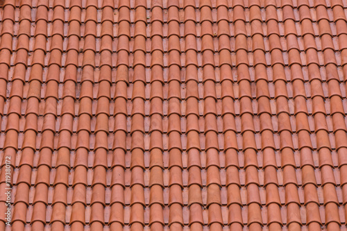 Closeup of the red clay roof tiles