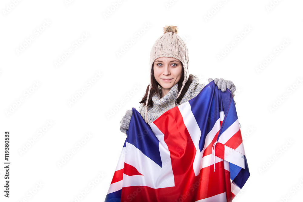 Obraz premium Fashion pretty woman model over colorful urban background