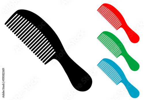 Icono plano peine con mango varios colores
