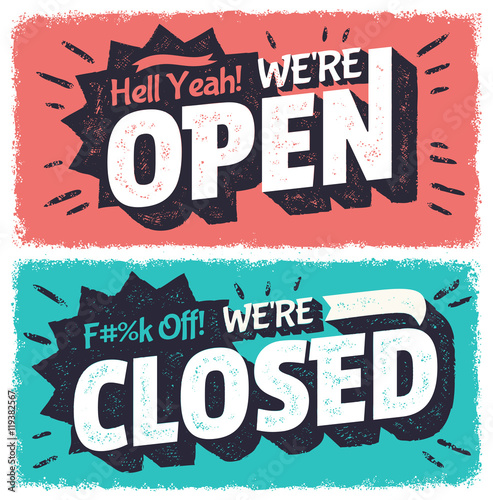 Vector open and closed signs